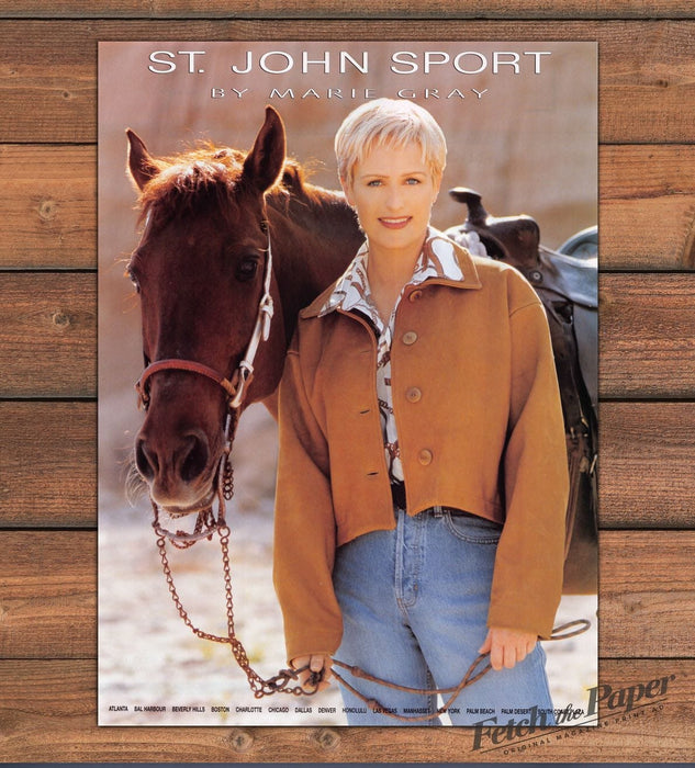 St. John Sport by Marie Gray Woman With Horse Print Ad 1997 1990s