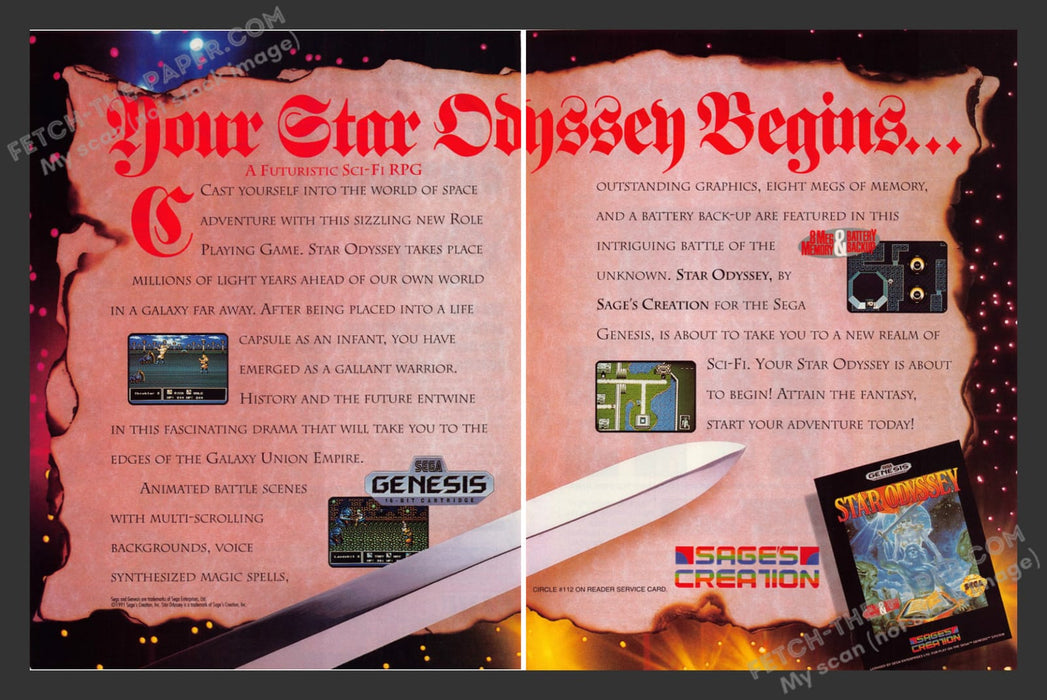 Star Odyssey Video Game 1990s Print Advertisement (2 Page) Ad 1991