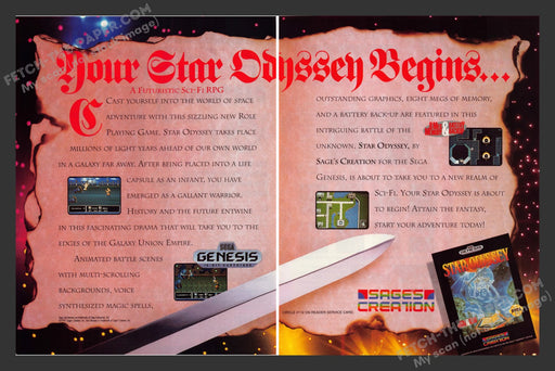 Star Odyssey Video Game 1990s Print Advertisement (2 Page) Ad 1991