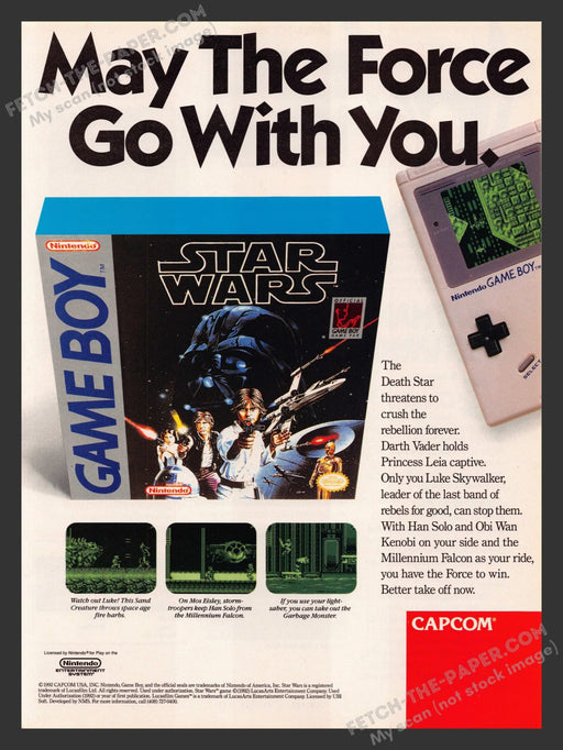 Star Wars Game Boy Video Game 1990s Print Advertisement Ad 1992