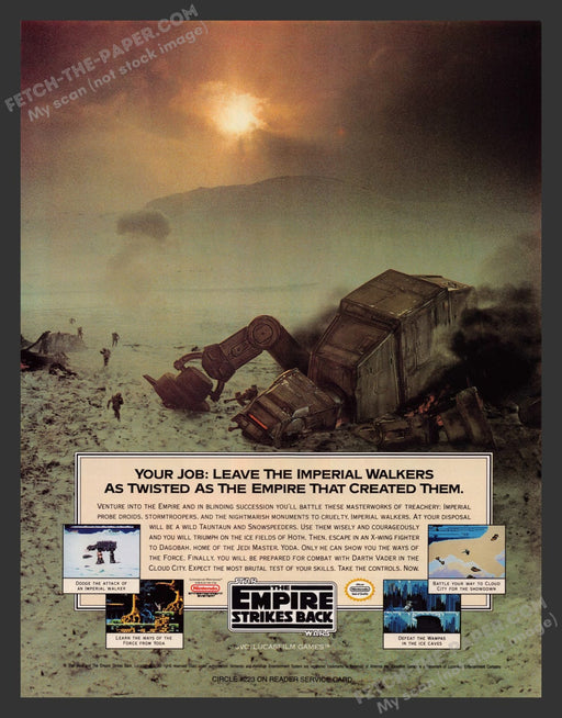 Star Wars The Empire Strikes Back Video Game 1990s Print Advertisement Ad 1991