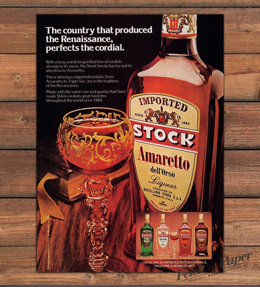 Stock Amaretto dell'Orso Liqueur Italian Cordial Renaissance Print Ad 1977 1970s