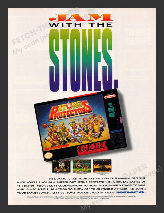 Stone Protectors Super Nintendo Video Game 1990s Print Advertisement Ad 1994