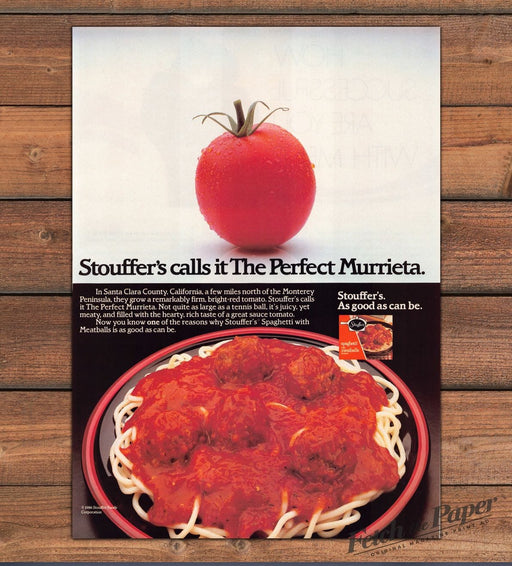 Stouffers Spaghetti Meatballs Perfect Murrieta Tomato Print Ad 1986 1980s