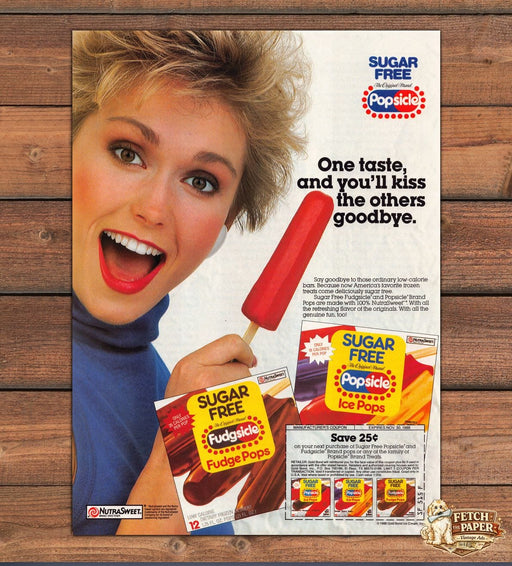 Sugar Free Popsicle Fudgsicle Kiss Others Goodbye Print Ad 1988 1980s
