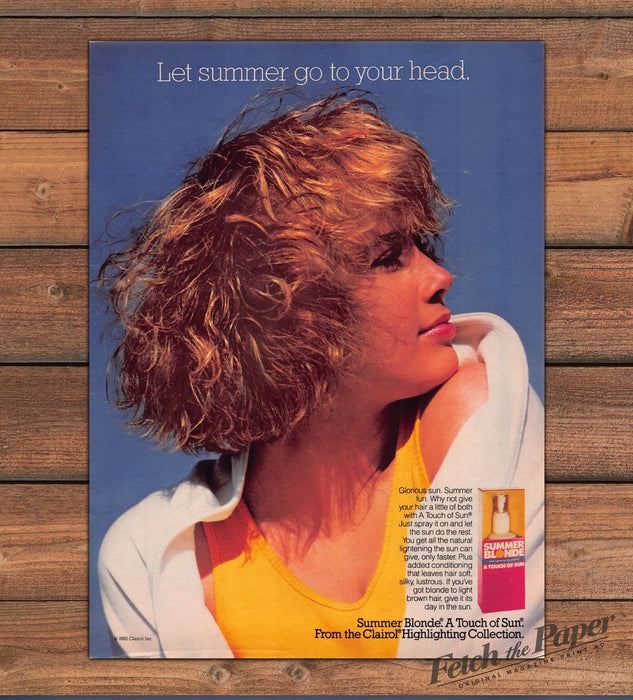 Summer Blonde 1980s Magazine Print Ad 1985 "Let summer go to your head"