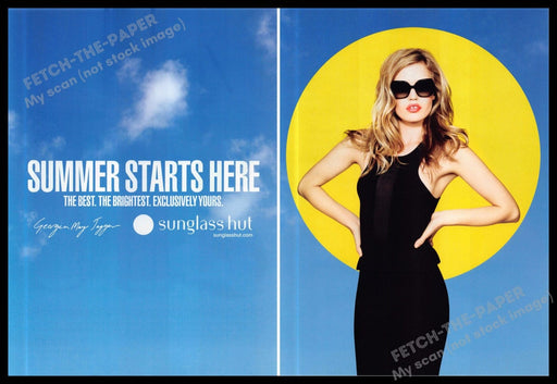 Sunglasses Hut 2010s Print Ad (2 page) 2013 Sassy Model "Summer starts here"