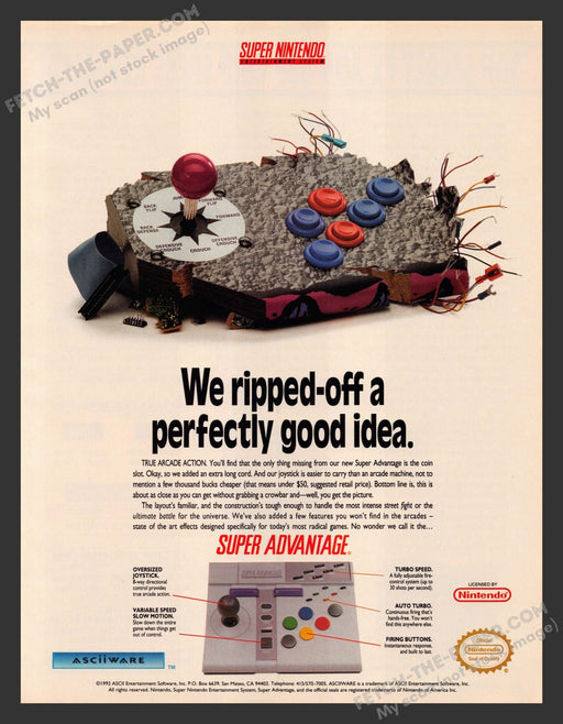 Super Advantage Arcade Controller Video Game 1990s Print Advertisement Ad 1992