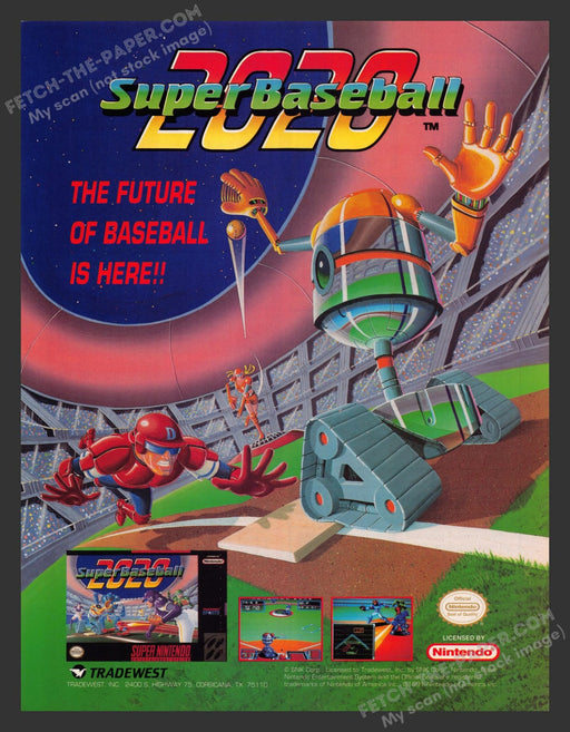 Super Baseball 2020 Video Game 1990s Print Advertisement Ad 1993
