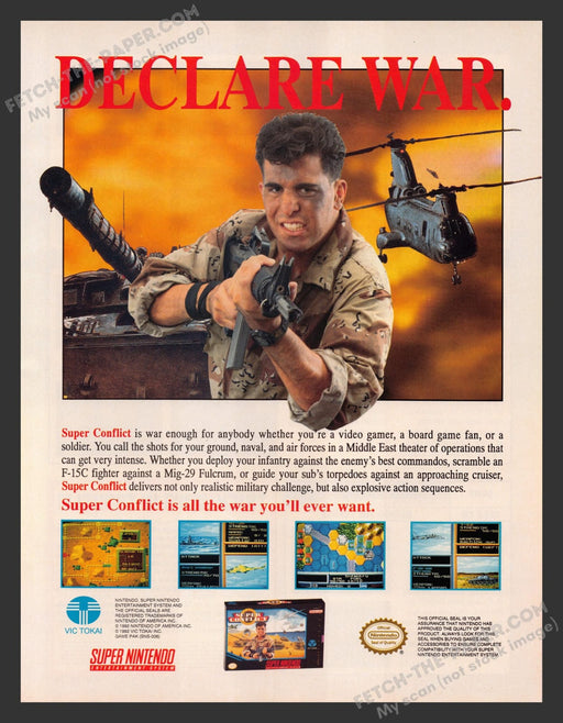 Super Conflict Video Game 1990s Print Advertisement Ad 1992