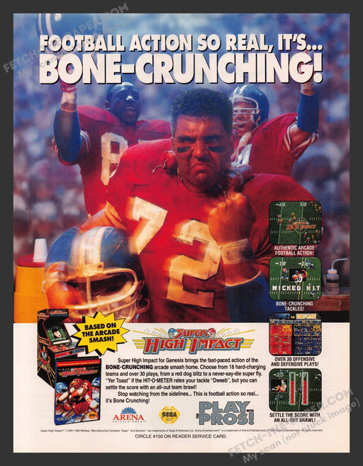 Super High Impact Football Video Game 1990s Print Advertisement Ad 1992