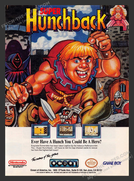 Super Hunchback Video Game 1990s Print Advertisement Ad 1991