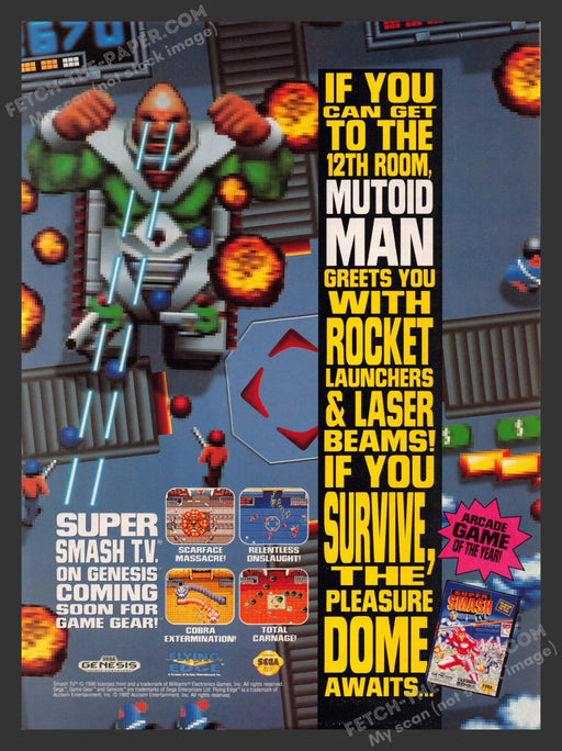 Super Smash T.V. Video Game 1990s Print Advertisement Ad 1992
