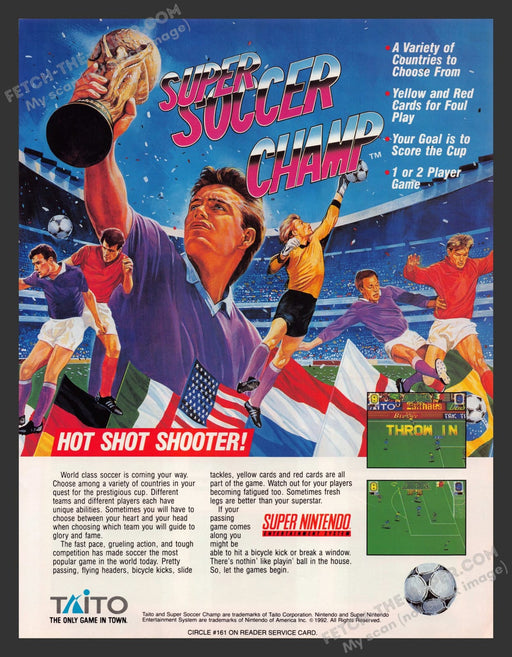 Super Soccer Champ Video Game 1990s Print Advertisement Ad 1992