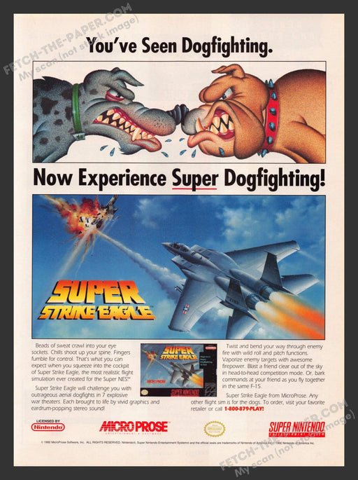 Super Strike Eagle Video Game 1990s Print Advertisement Ad 1992