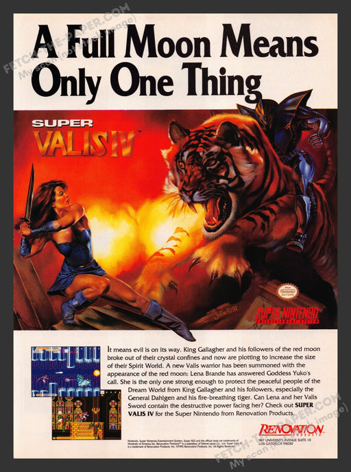 Super Valis IV Video Game 1990s Print Advertisement Ad 1992