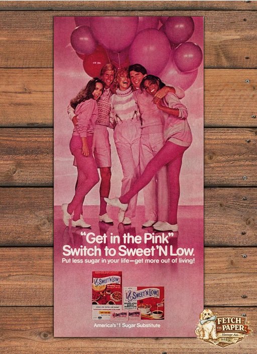 Sweet'N Low Get in the Pink Pink Balloons Smiling Group Print Ad 1981 1980s