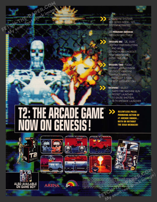 T2: The Arcade Game Video Game 1990s Print Advertisement Ad 1992