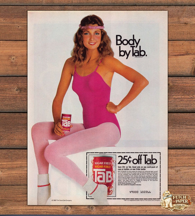 Tab Soda Sugar Free "Body by Tab" 1980s Print Advertisement Ad 1982
