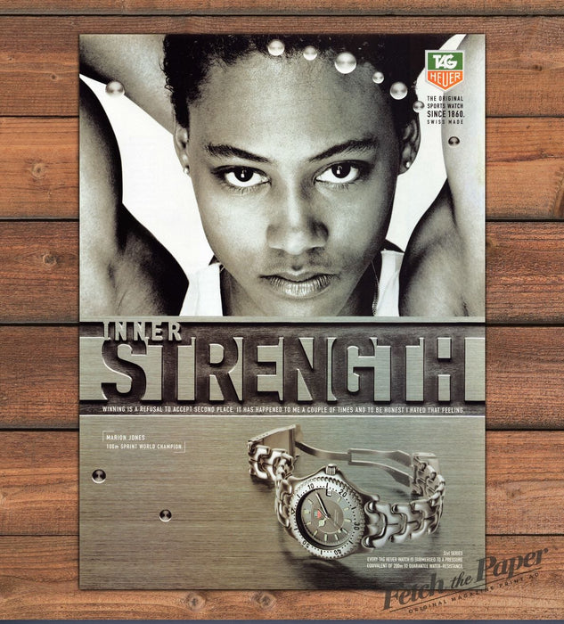 TAG Heuer Watch Marion Jones Sprint World Champion Print Ad 1998 1990s