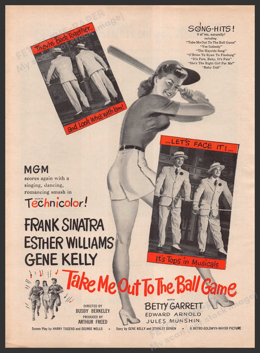 "Take Me Out to the Ball Game" Movie Release 1940s Print Advertisement Ad 1949 Fetch-the-Paper