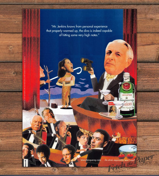 Tanqueray Gin Diva Opera Collage Mr. Jenkins Martini Print Ad 1997 1990s