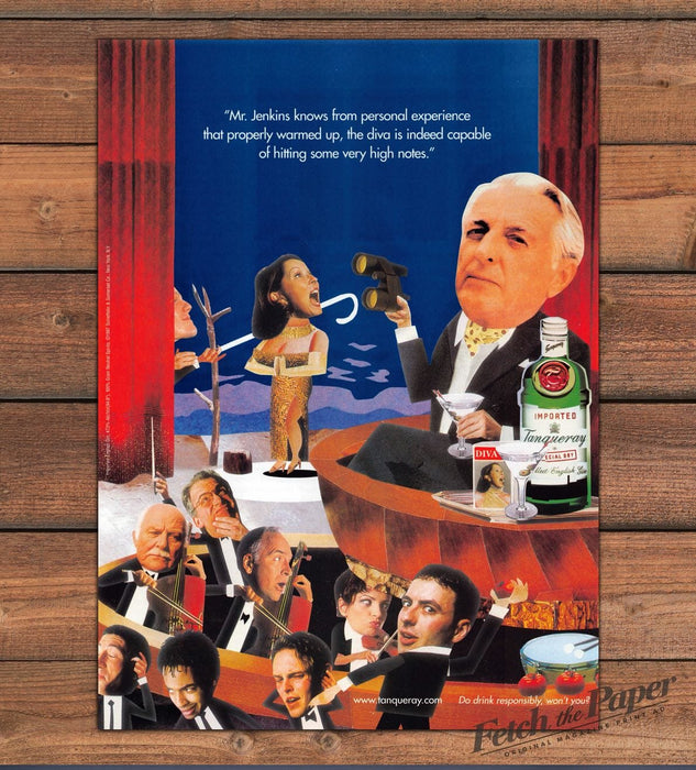 Tanqueray Gin Diva Opera Collage Mr. Jenkins Martini Print Ad 1997 1990s