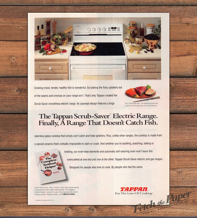 Tappan Scrub-Saver Electric Range White Kitchen Stove Print Ad 1993 1990s