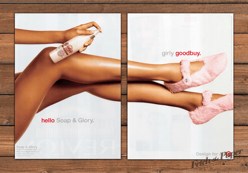 Target Soap & Glory Girligo Mist Legs Pink Slippers Print Ad 2008 2000s (2pgs)