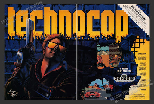 TechnoCop Video Game 1990s Print Advertisement (2 Page) Ad 1990