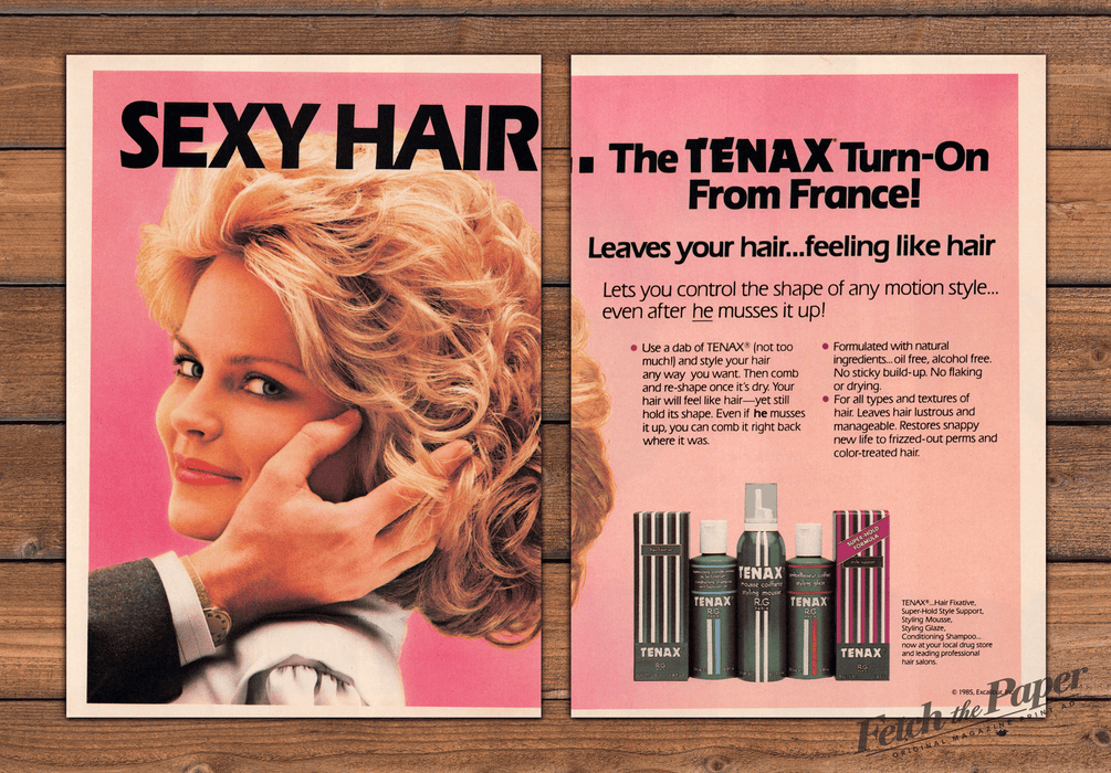 Tenax 1980s Magazine Print Advertisement (2 pages) 1985 Hair Touch France Blonde