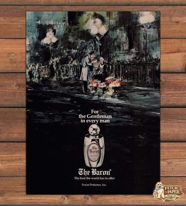 The Baron Cologne Evyan Perfumes Parisian Illustration Print Ad 1979 1970s