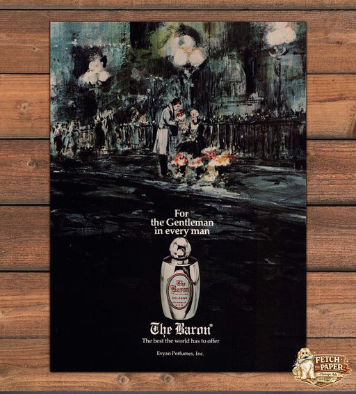 The Baron Cologne Evyan Perfumes Parisian Illustration Print Ad 1979 1970s
