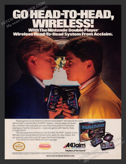 The Double Player Controller Video Game 1990s Print Advertisement Ad 1990
