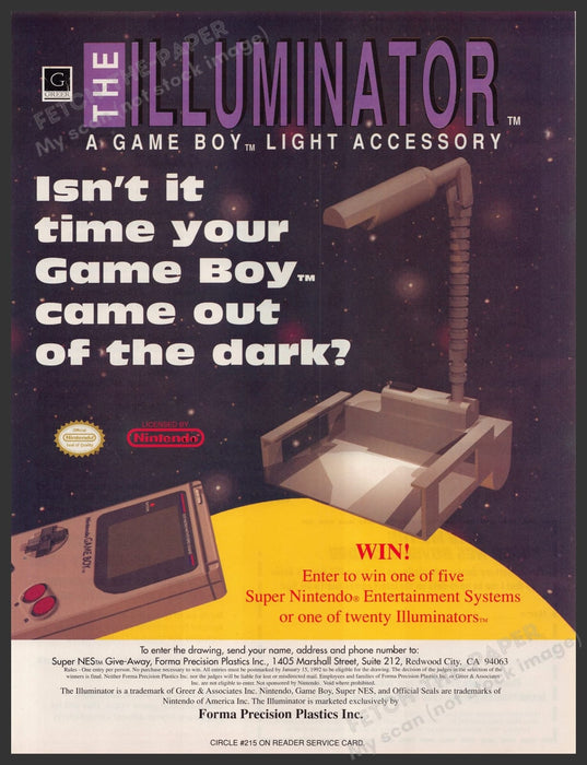 The Illuminator Game Boy Light Accessory 1990s Print Advertisement Ad 1991