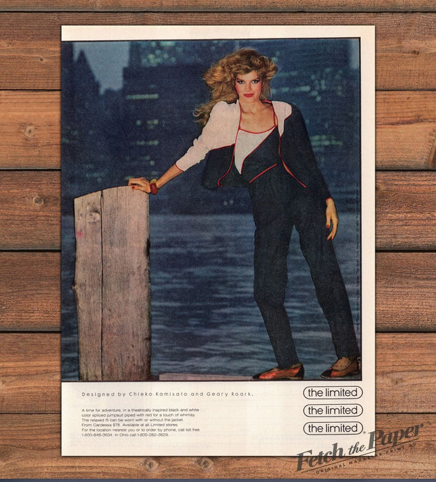 The Limited Cardessa Black White Red Piped Jumpsuit Print Ad 1980 1980s