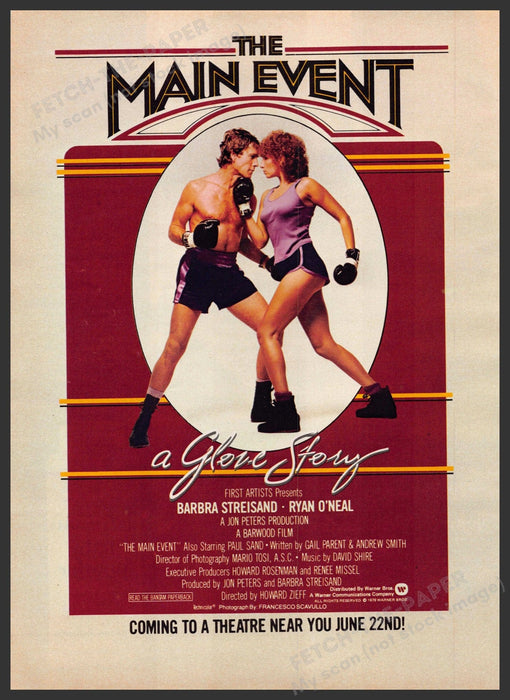 The Main Event 1970s Print Advertisement 1979 Streisand O'Neal Boxing Glove The Main Event