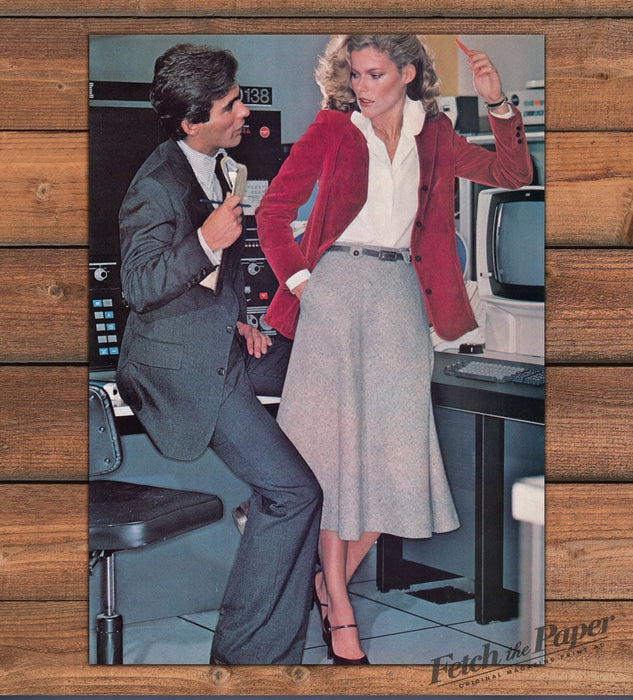 The Managerial Woman Office Computer Red Velvet Blazer Magazine Photo 1977 1970s