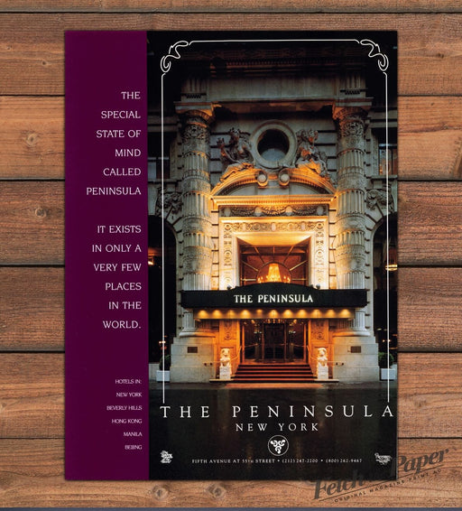The Peninsula New York 1990s Print Advertisement Ad 1995 Hotel Exterior