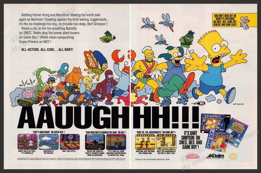 The Simpsons Video Game 1990s Print Advertisement (2 Page) Ad 1992