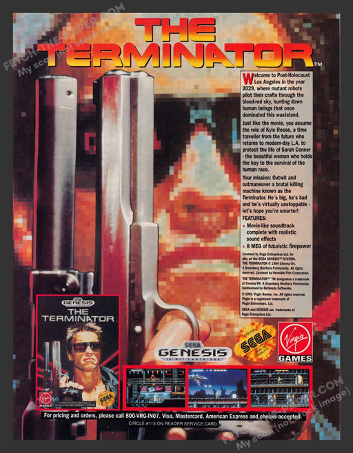 The Terminator Video Game 1990s Print Advertisement Ad 1991