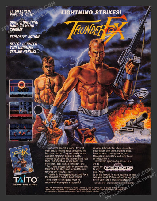 Thunder Fox Video Game 1990s Print Advertisement Ad 1991