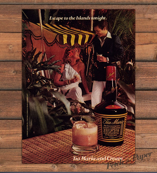 Tia Maria Coffee Liqueur Escape To Islands Tropical Couple Print Ad 1977 1970s