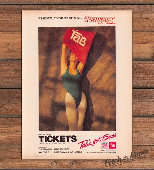 Tickets Dancewear Tab Perfect Movie Green Leotard Tights Print Ad 1985 1980s