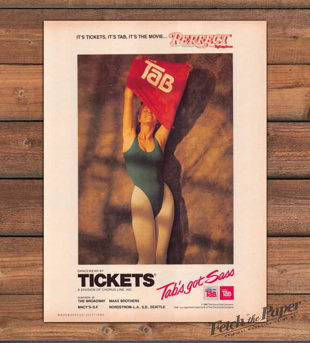 Tickets Dancewear Tab Perfect Movie Green Leotard Tights Print Ad 1985 1980s