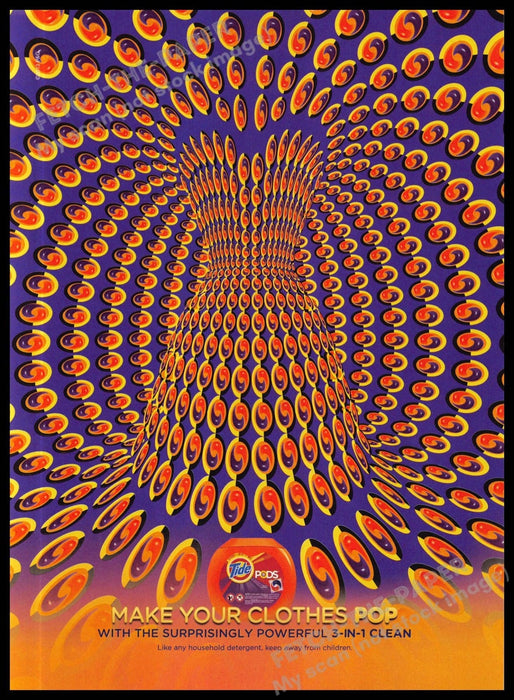 Tide Pods 2010s Magazine Print Ad 2013 "Make your clothes pop" Laundry Detergent