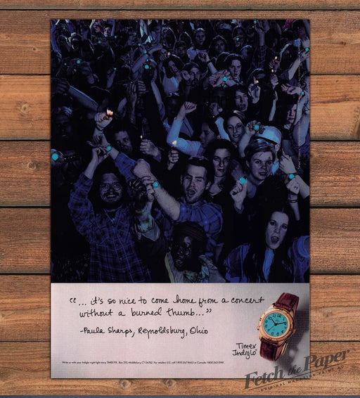 Timex Indiglo Watch Paula Sharps Concert Crowd Testimonial Print Ad 1995 1990s