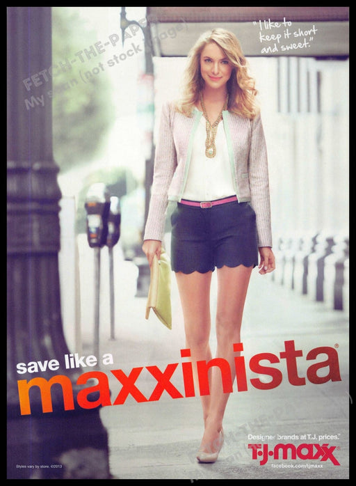 TJ Maxx 2010s Magazine Print Ad 2013 Maxxinista Long Legs "Short and sweet"