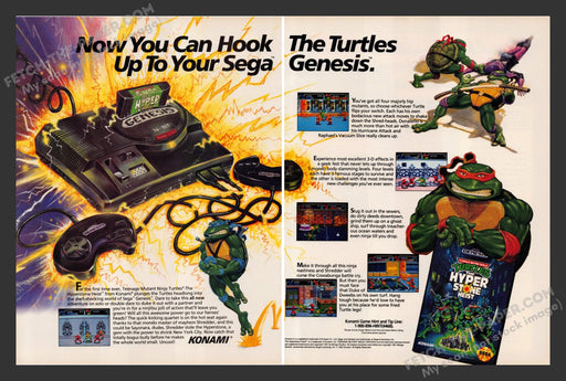 TMNT The Hyperstone Heist Video Game 1990s Print Advertisement (2 Page) Ad 1992