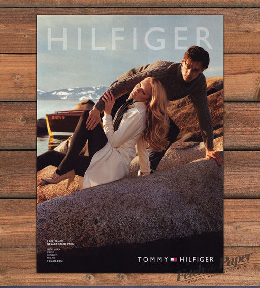 Tommy Hilfiger Couple Lake Tahoe Rocks Boat White Coat Print Ad 2008 2000s